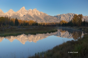Beaver-Pond;Fall-Foliage;Grand-Teton-National-Park;Reflection,-Beaver-Pond,-Blue